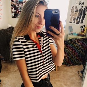 Lacoste cropped striped tee
